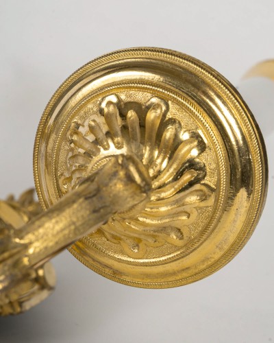 Paire d’appliques en bronze ciselé et doré d’époque Louis XVI - Louis XVI