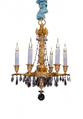 19th century chandelier in chiseled and gilded bronze