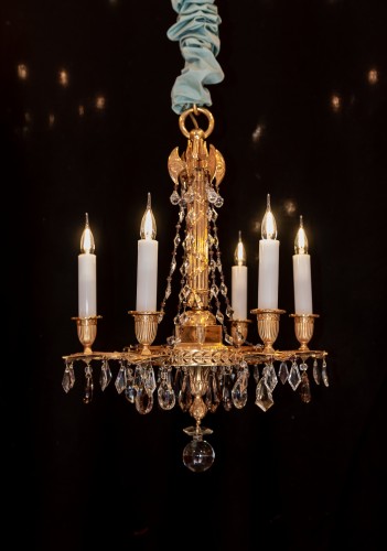 19th century chandelier in chiseled and gilded bronze - Lighting Style 