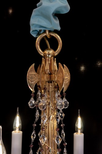 Lighting  - 19th century chandelier in chiseled and gilded bronze