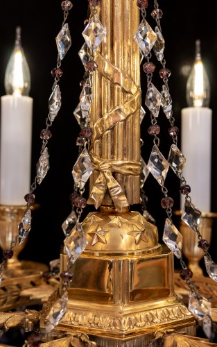 19th century - 19th century chandelier in chiseled and gilded bronze
