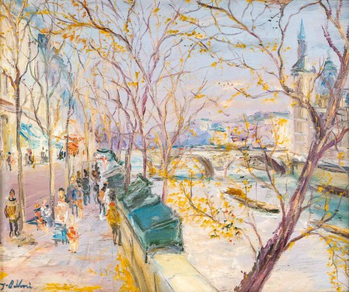Paintings & Drawings  - Serge Belloni (1925-2005) - The courthouse and bookshops
