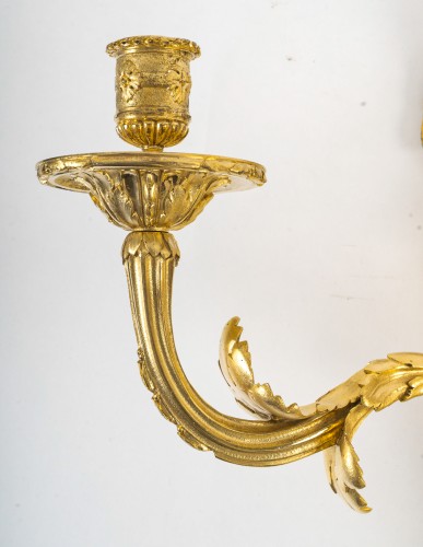 Pair of 19th century Gilt Bronze Wall Appliques with Rooster - 