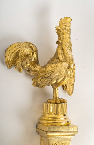 Pair of 19th century Gilt Bronze Wall Appliques with Rooster - 