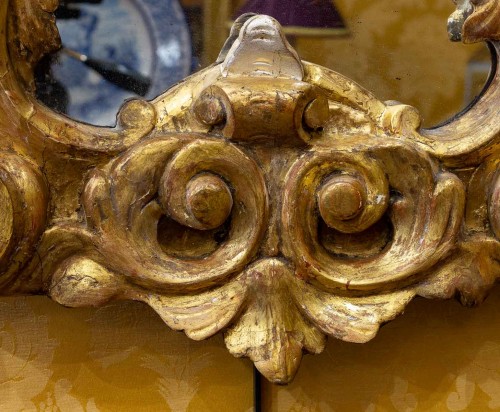 Antiquités - Large Italian mid-18th-century carved gilded and silvered wood mirror