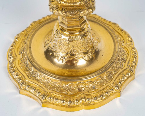 Antiquités - Henri Picard - Pair of French Regence Style Gilt Bronze Candlesticks