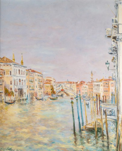 Serge Belloni (1925-2005) - Le Rialto et les Gondoles sur le Grand Canal - Tableaux et dessins Style 