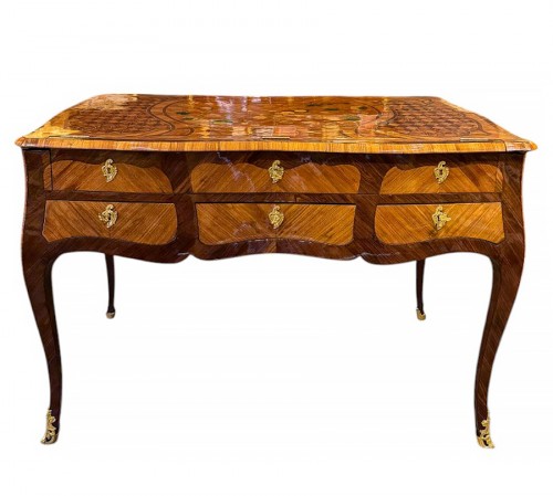 Bureau mécanique à marqueterie florale estampillé Jean-Baptiste Tuart