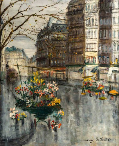 Serge Belloni (1925-2005) - The Flower Seller at Jeannette&#039;s - Paintings & Drawings Style 50