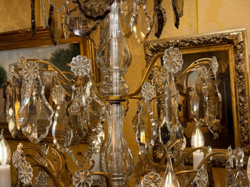 Louis XV Style Chandelier in Gilt Bronze and Cut Crystal Signed Baccarat  - 