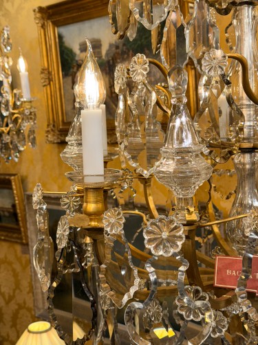 19th century - Louis XV Style Chandelier in Gilt Bronze and Cut Crystal Signed Baccarat 
