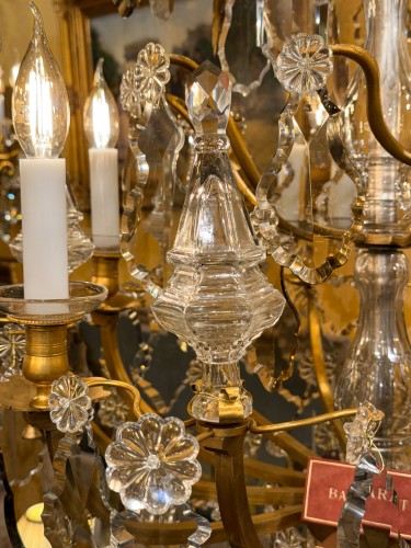 Louis XV Style Chandelier in Gilt Bronze and Cut Crystal Signed Baccarat  - 
