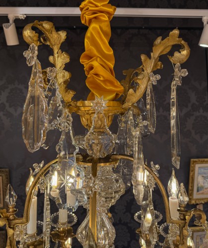 Lighting  - Large Gilt Bronze with Cut Crystal Chandelier by Baccarat