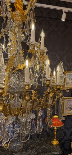Antiquités - Large Gilt Bronze with Cut Crystal Chandelier by Baccarat