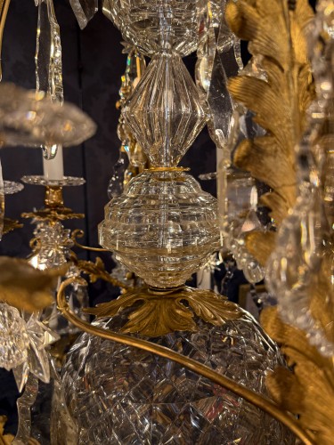Antiquités - Large Gilt Bronze with Cut Crystal Chandelier by Baccarat