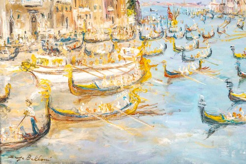 20th century - Serge Belloni (1925-2005) Venice The Regatta the Grand Canal
