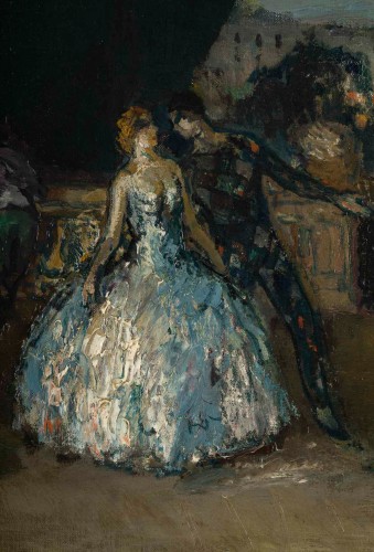 20th century - Marcel Cosson (1878–1956) Harlequin and Columbine at the Venice Carnival
