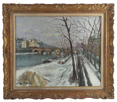 Serge Belloni  (1925-2005) Pont Marie and Ile Saint-Louis under the Snow