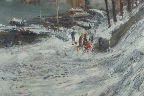 Serge Belloni  (1925-2005) Pont Marie and Ile Saint-Louis under the Snow - 50