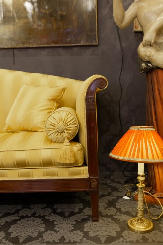 Antiquités - Large Empire Period Paumier or Sofa in Mahogany and Mahogany Veneer 1810
