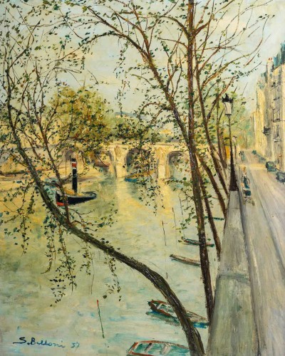 Paintings & Drawings  - Serge Belloni (1925–2005) Paris The Pont Marie in Spring 1957