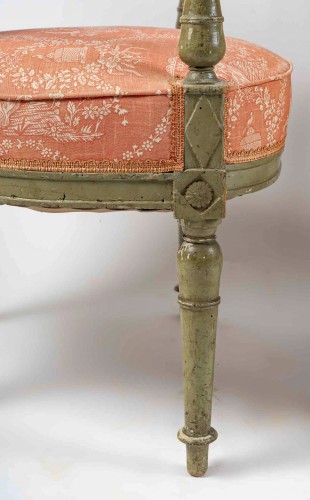 Directoire - Set of three French Directoire Period Green Lacquered Beech Armchairs