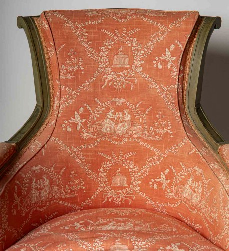 Directoire style Green Lacquered Beech Bergere of the  late 19th Century - 