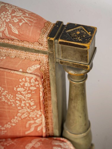 Directoire style Green Lacquered Beech Bergere of the  late 19th Century - Napoléon III