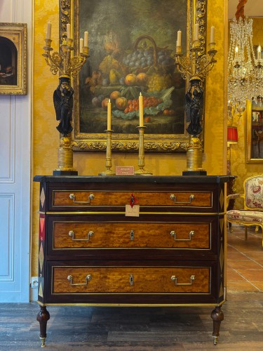 Directoire Period Amaranth and Lemon wood veneer Commode with Ormolu Mounts - Furniture Style Directoire