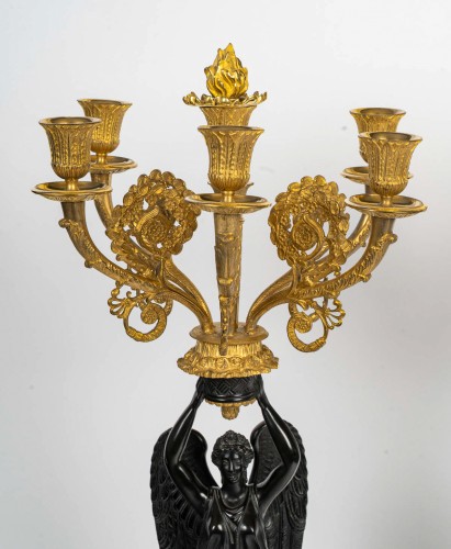 Large Pair of Empire Period Candelabra , Featuring Winged Victories - Empire