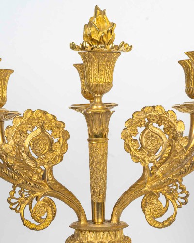 Antiquités - Large Pair of Empire Period Candelabra , Featuring Winged Victories