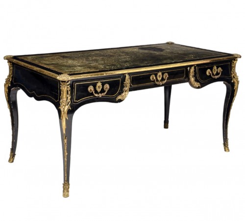 Pierre Cardin Bureau plat Black Lacquered with Gilt Bronze Decorati