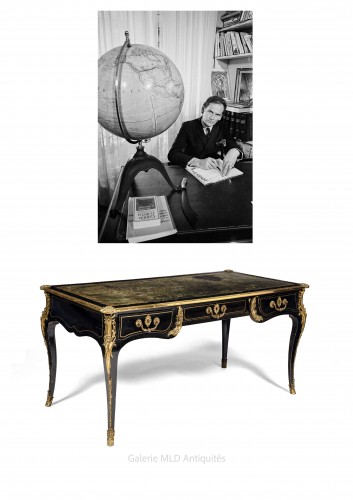 Pierre Cardin Bureau plat Black Lacquered with Gilt Bronze Decorati - Furniture Style 