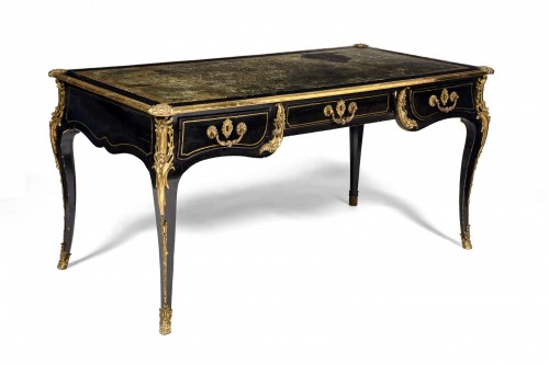 Furniture  - Pierre Cardin Bureau plat Black Lacquered with Gilt Bronze Decorati