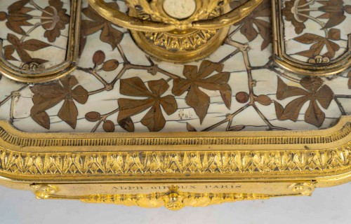 Napoléon III - Ferdinand Duvinage - Bronze and Cloisonné Ivory Marquetry  for A Giroux 1880