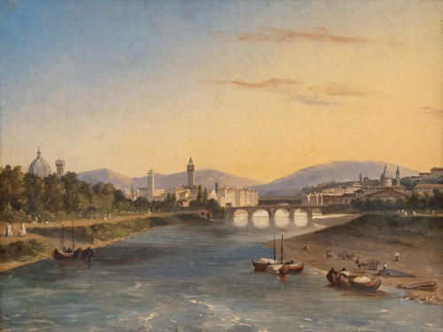 Charles-Édouard Hugot (1815–1886) Views of the Arno Riverbanks Florence - 