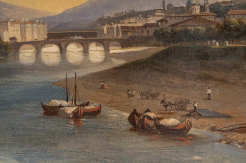 Charles-Édouard Hugot (1815–1886) Views of the Arno Riverbanks Florence - Restauration - Charles X