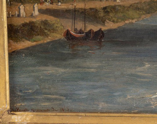 Antiquités - Charles-Édouard Hugot (1815–1886) Views of the Arno Riverbanks Florence