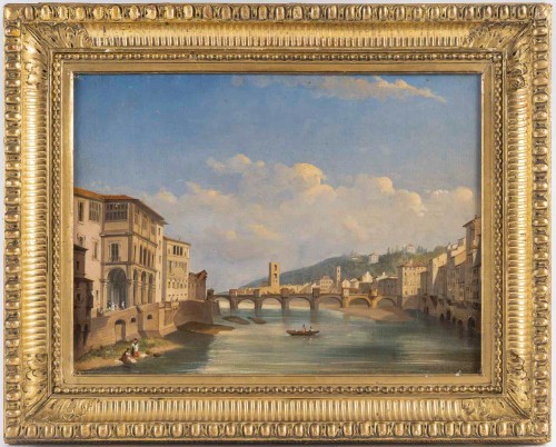 Antiquités - Charles-Édouard Hugot (1815–1886) Views of the Arno Riverbanks Florence