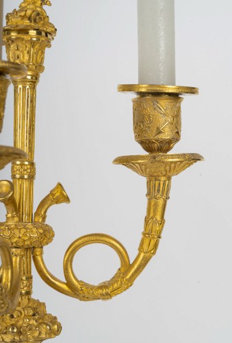 A Fine Pair of Empire Period Bronze Candelabra with Classical Figures 1805 - 