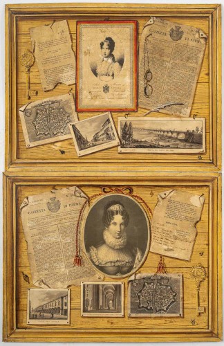 Pair of Trompe l’œil Panels Portraits of Empress Marie-Louise, Italie 1850 - Paintings & Drawings Style Napoléon III
