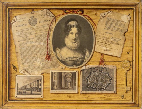 Paintings & Drawings  - Pair of Trompe l’œil Panels Portraits of Empress Marie-Louise, Italie 1850