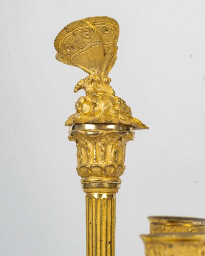 Pair of Empire Period Bronze Candelabra Antique Figures of Psyche &amp; Anteros - Empire