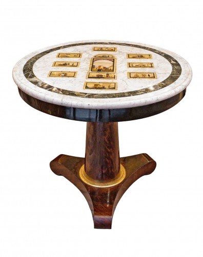 Table guéridon à marqueterie de pierres dures et marbre, Florence vers 1810