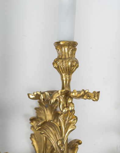 Lighting  - Pair of Gilt Bronze Five-Light Wall Sconces, c. 1890