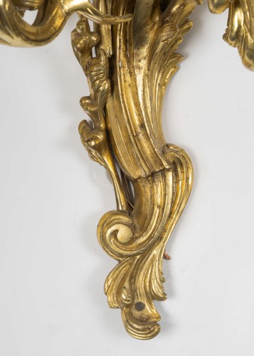 Art nouveau - Pair of Gilt Bronze Five-Light Wall Sconces, c. 1890