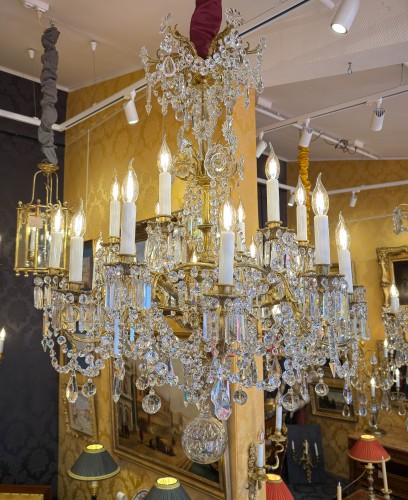 Lustre d’époque Napoléon III en bronze et cristal taillé signé par la Maison Baccarat - Luminaires Style Napoléon III