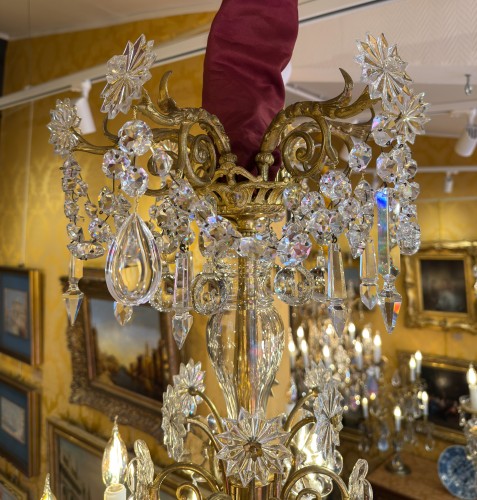 Luminaires Lustre - Lustre d’époque Napoléon III en bronze et cristal taillé signé par la Maison Baccarat
