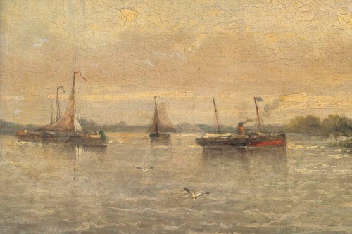 Antiquités - Auguste Henri Musin (1852–1923) Fin d’un jour d’été sur la Meuse vers 1880