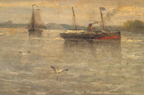 Antiquités - Auguste Henri Musin (1852–1923) Fin d’un jour d’été sur la Meuse vers 1880